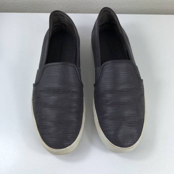 2/$30 VINCE Loafers Size 9 Gray Textured Leather Slip-On Casual Sneakers - Picture 7 of 15